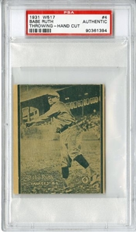 1931 W517 #4 Babe Ruth (throwing) PSA Authentic
